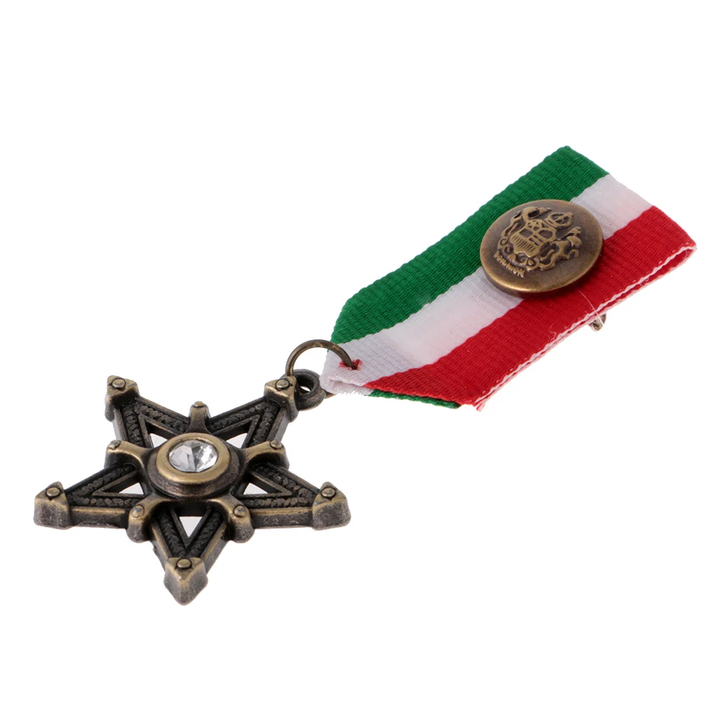 2 Pieces Vintage Mens Gift Star Medal Badge Clothing Costume Navy Brooch Pin