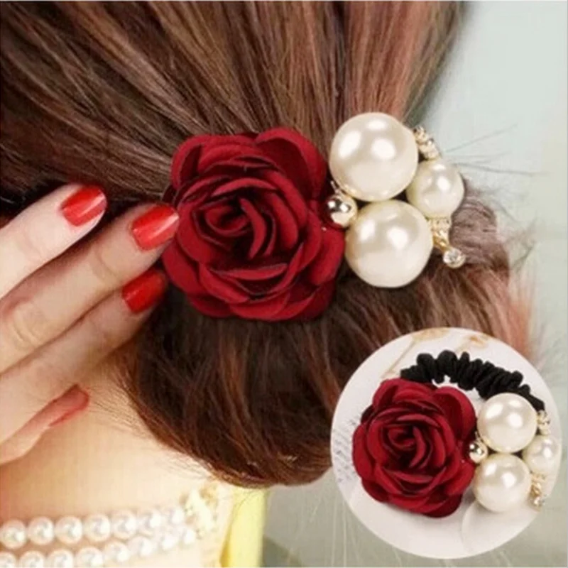 

New Flocking Cloth Red Rose Flower Hair Clip Hairpin Headdress Hair Accessories Wedding jewelry For women 7colors Free shipping