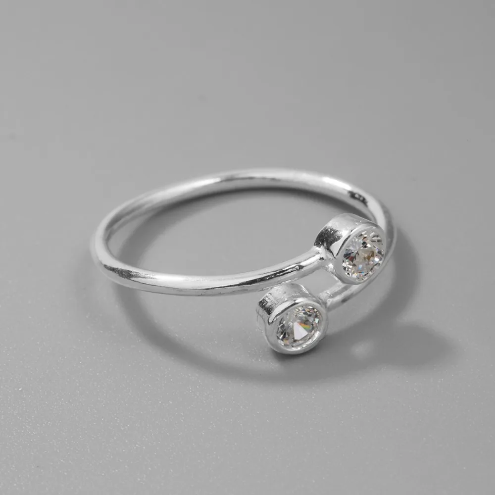 Todorova 925 Sterling Silver Crystal Rings for Women Fine Jewelry Adjustable Double Round CZ Ring Open Midi Toe Engagement Rings