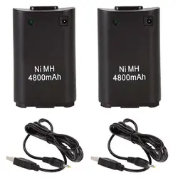 2x4800 mAh аккумулятор + Кабель зарядного устройства для Xbox 360 беспроводные игровые контроллеры геймпады батарейный блок Xbox 360 сменная батарея