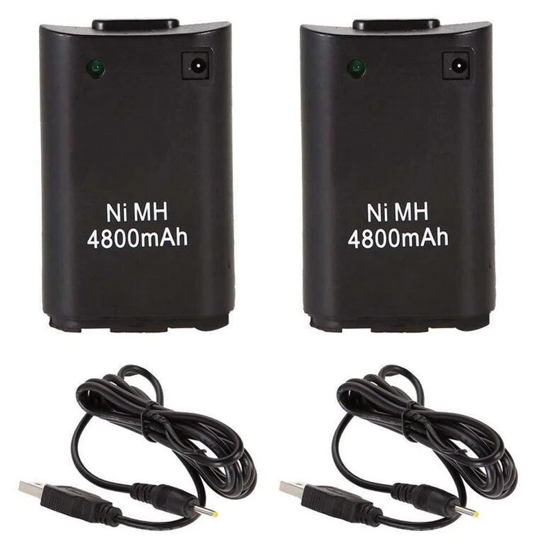 

2x 4800mAh Battery Pack +Charger Cable for Xbox 360 Wireless Game Controller Gamepads Battery Pack Xbox 360 Bateria Replacement