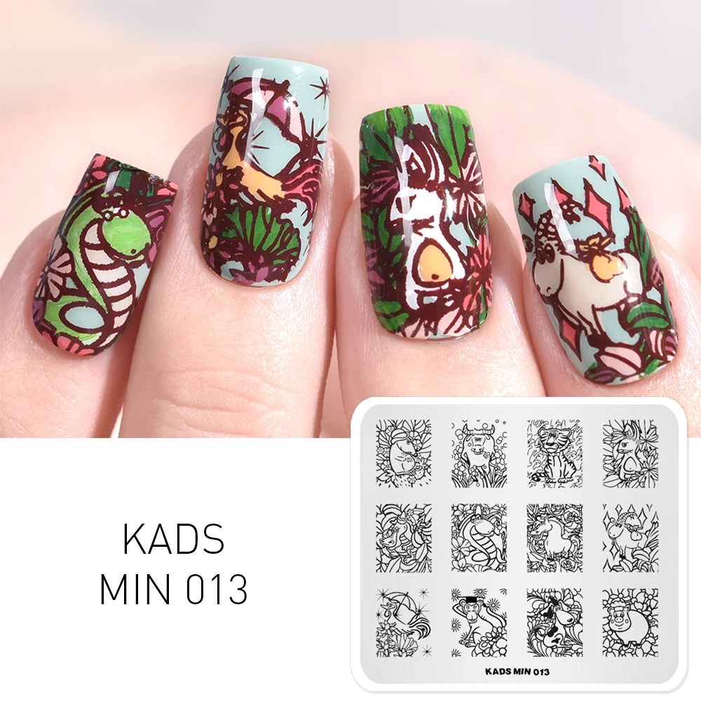 KADS MIN 12 Китайские зодиаки Искусства Ногтя Трафареты Шаблон Для Стемпинга