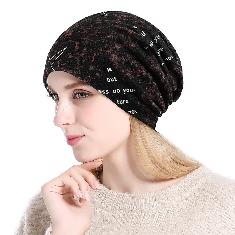 Spring New Pattern Five Stars Knitted hat Thin Section Hats Woman Letter Summer Ventilation Package Head Cap Pullover Scarf Hat |