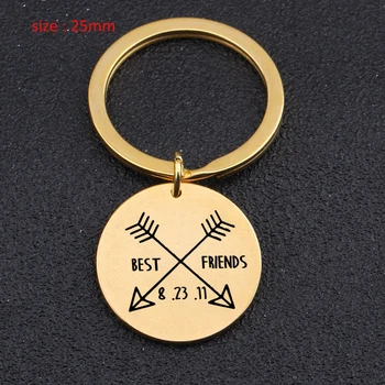 

Fashion Stainless Steel Keychain Crossed Graphics Number For Best Friends' Friendship Gift Key Ring Holder