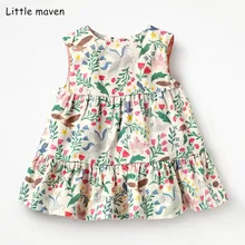 Little maven/ новое летнее платье для маленьких девочек Брендовое платье дети хлопок aimal цветов радуги платья без рукавов с набивным рисунком