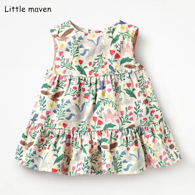 Little maven/Новинка лета 2019 Брендовое платье для маленьких девочек детские хлопковые