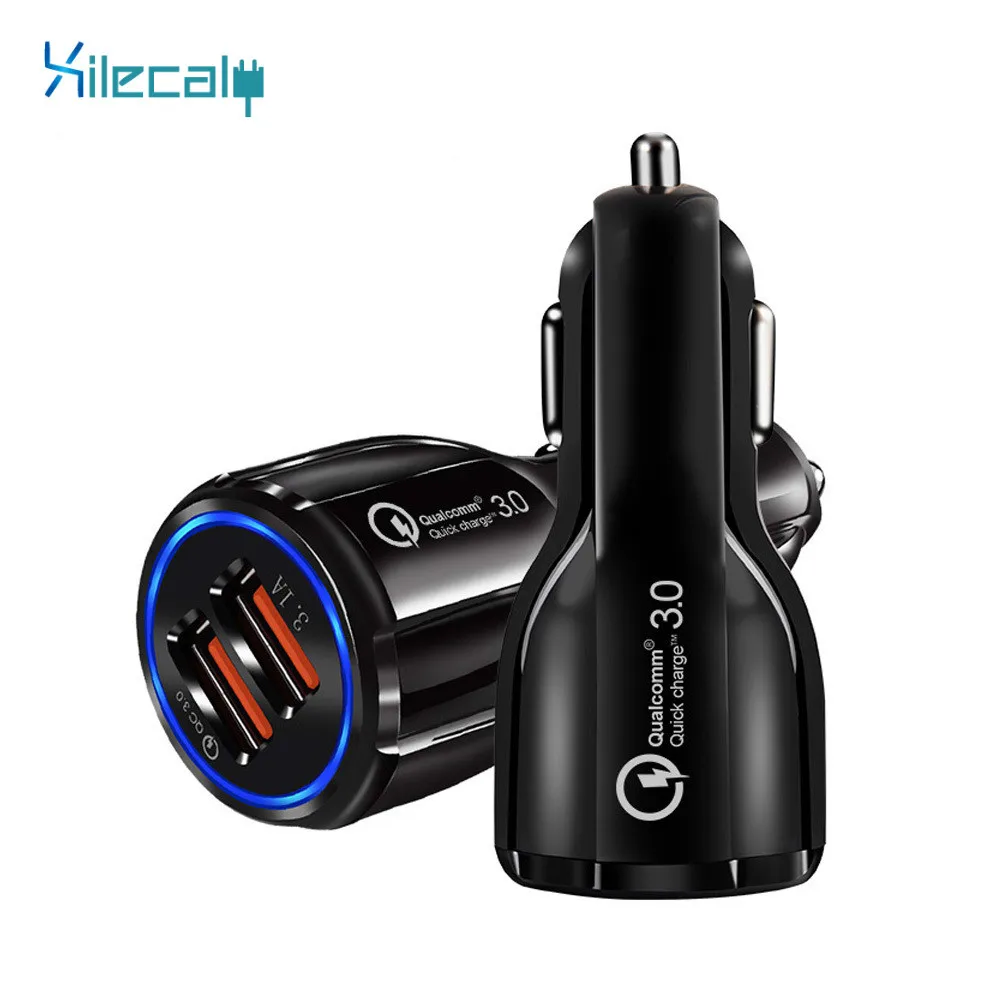 

QC 3.0 Dual USB Car Charger Quick Charge Fast Charging Adapter Dual Usb Car Charger For iphone Micro USB Cable Phone Chargers