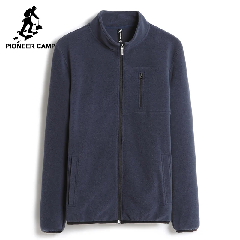 Пионерский лагерь мужские теплые кофты брендовая одежда однотонные флисовые толстовки на молнии мужские наивысшего качества темно-синий