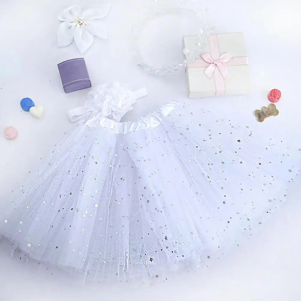 Сетчатая юбка-пачка с блестками и звездами для маленьких девочек; повязка на голову; костюм для фотосессии для новорожденных; юбки для маленьких девочек; костюм для маленьких девочек