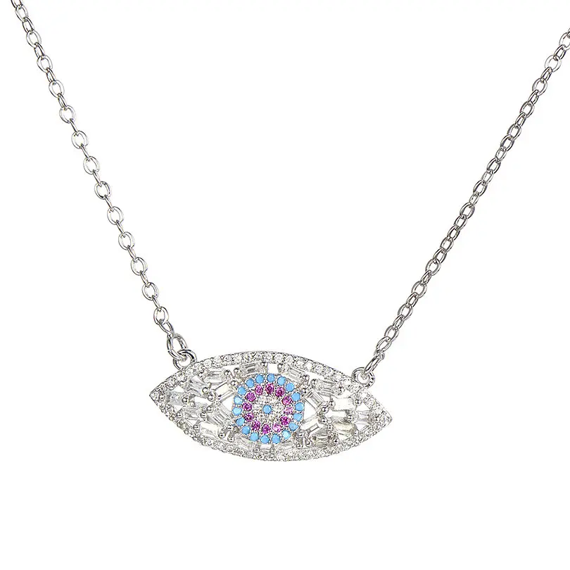 Pipitree роскошное ожерелье принцессы с блестящими фианитами, полые сглаза, ожерелье с ромашка, медная цепочка, женское ожерелье с подвеской, ювелирные изделия - Окраска металла: silver