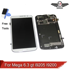 Black Grey White For Samsung Galaxy Mega 6.3 gt i9205 I9200 LCD Display Touch Screen with Digitizer Assembly FRAME