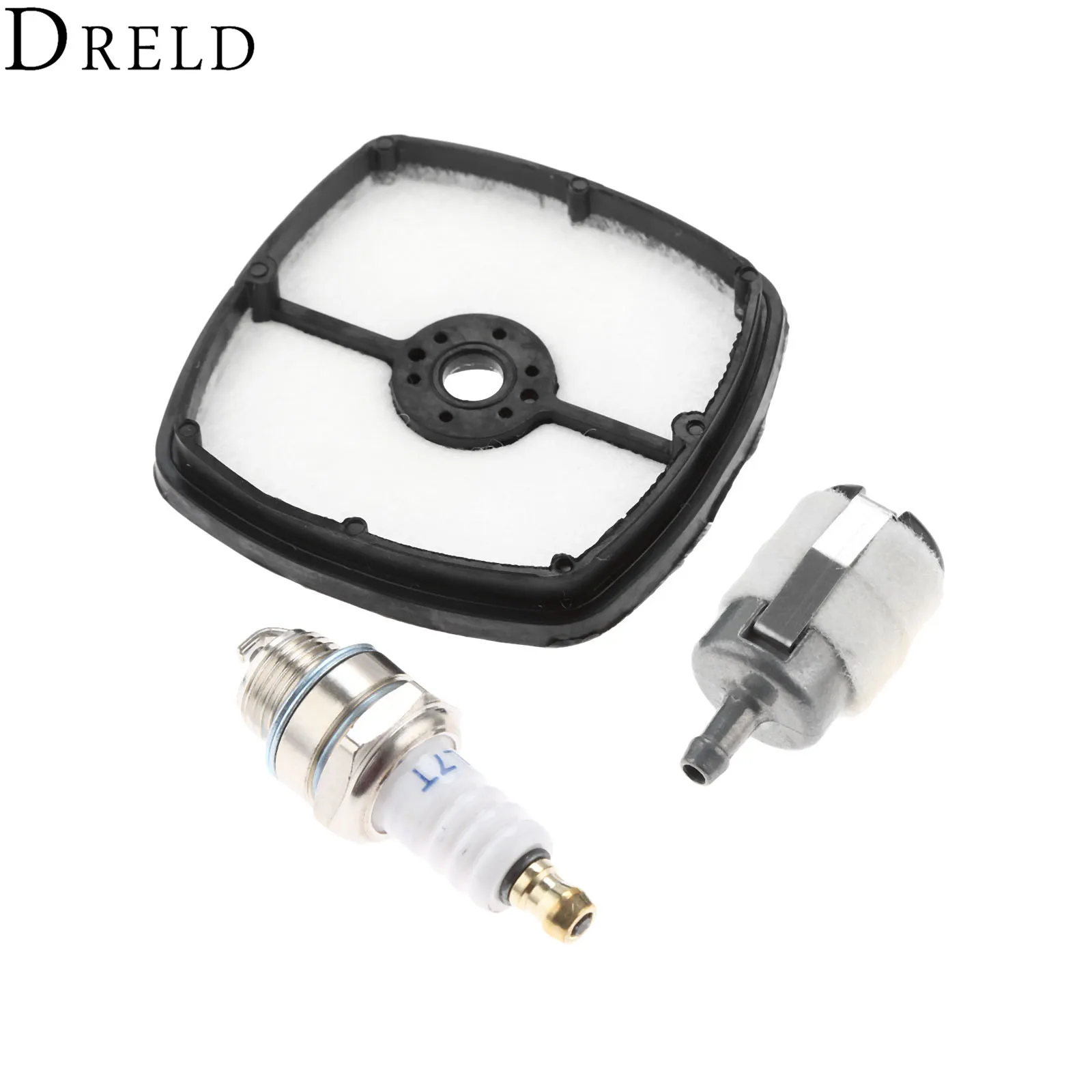DRELD 3Pcs/set Air Filter Fuel Filter Spark Plug Kits for Echo SRM210