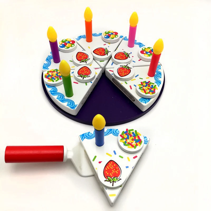 

Wooden quality cut and cut to see the birthday cake Children's candle cake kitchen play house simulation toy children's chef toy