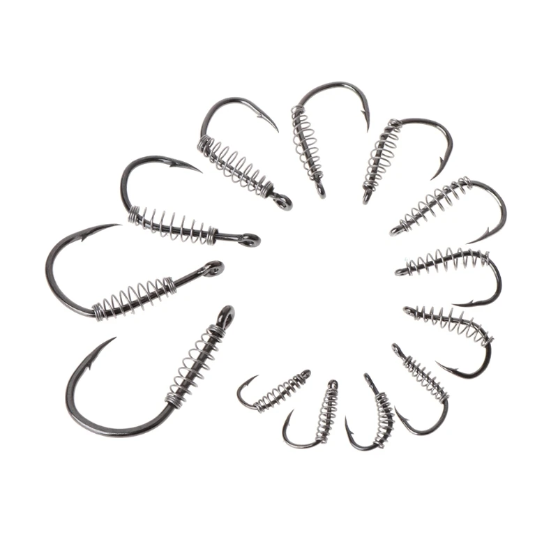 

10pcs Fishing Spring Hook Explosion 13Size Barbed Stainless Steel Rotating Carp