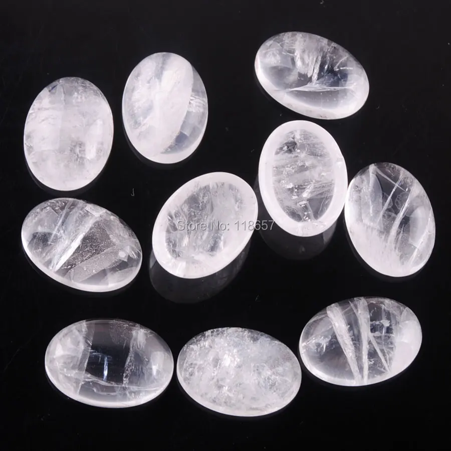 YOWOST Free Shipping Natural White Crystal Gem Stone Flat Back Oval
