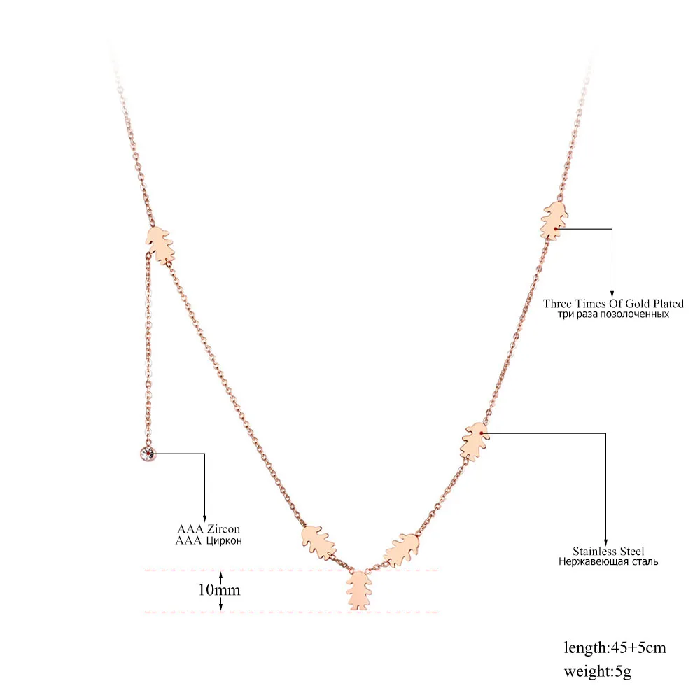 Lokaer модные Титан Нержавеющая сталь 6 шт. девочки ожерелье с шармами Подвеска со стразами фианит цепи Цепочки и ожерелья для девочек N19073