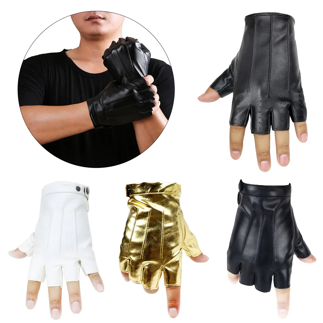 

Men Gloves Leather Fingerless Gloves 2019 New Tactical Male Semi-finger Protective Ride Non-slip Mitts Wear-resisting