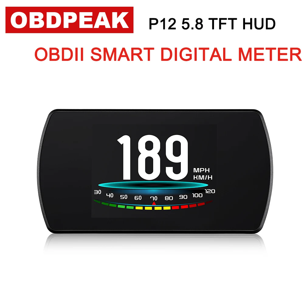 

P12 5.8 TFT OBD Hud Head Up Display LED Windscreen Projector OBD2 Scanner Speed Warning Fuel Consumption Data Detector Free ship