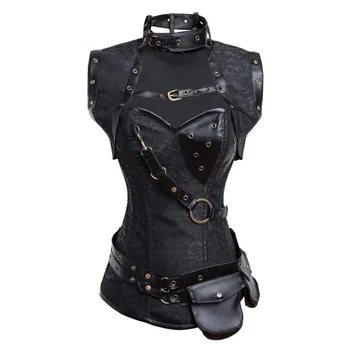 

S-6XL High Quality PVC Latex Gothic Clothing Sexy Steel Bone Corset Steampunk Bustier Outwear Overbust Corset Top