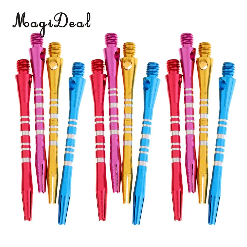 MagiDeal Alloy 12 Pcs 52mm Thread Alloy Re-Grooved Dart Stems Shafts Multi-color Indoor Games Dart Replacement Accessories