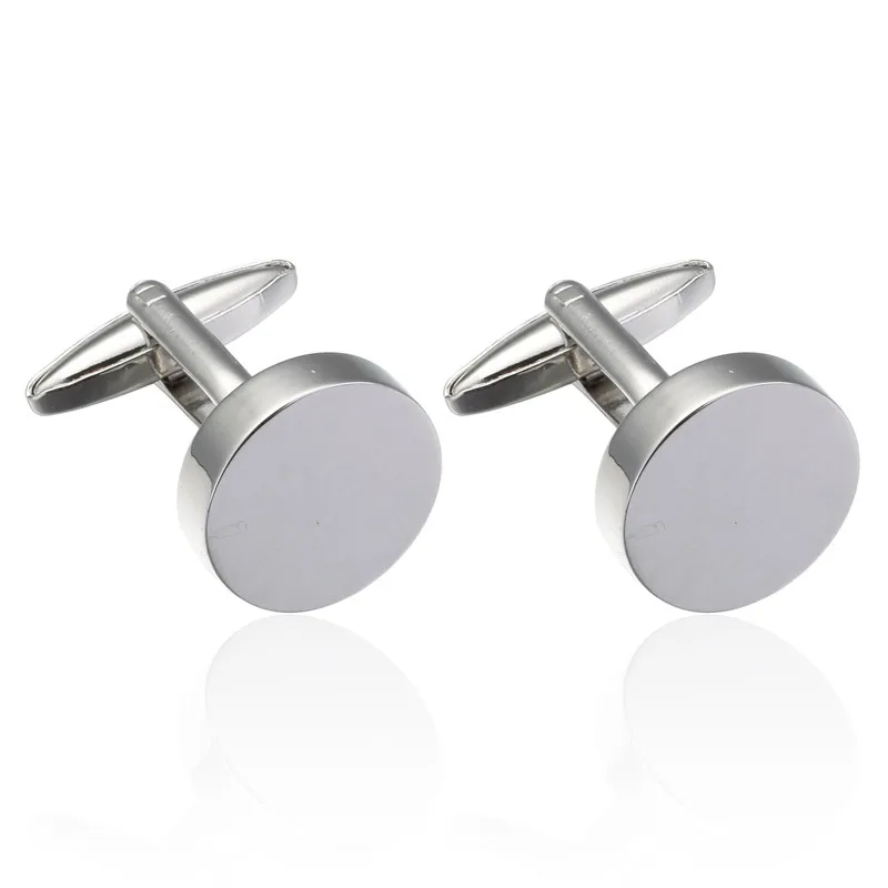 French Cufflinks for Mens Jewelry Luxury Silver round Brand Cuff Links