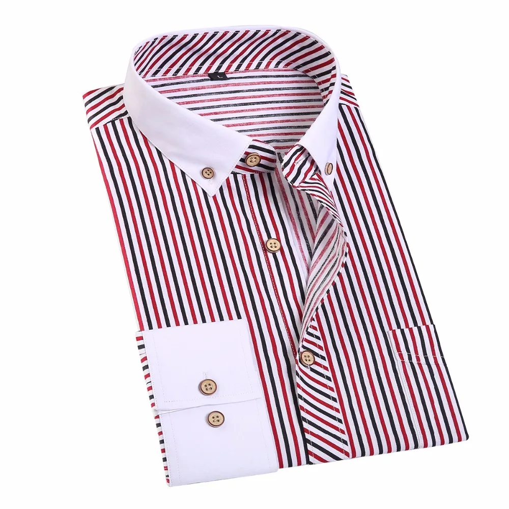 JeeToo Striped Men Dress Shirt Business Formal Men's Shirts Long Sleeve ...