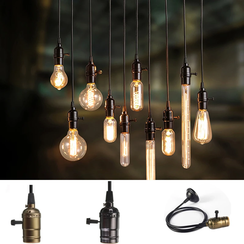 

E26/E27 AC 110V 220V Aluminum Retro Vintage Edison E27 Lamp Holder Pendant Lighting Ceiling Light Socket