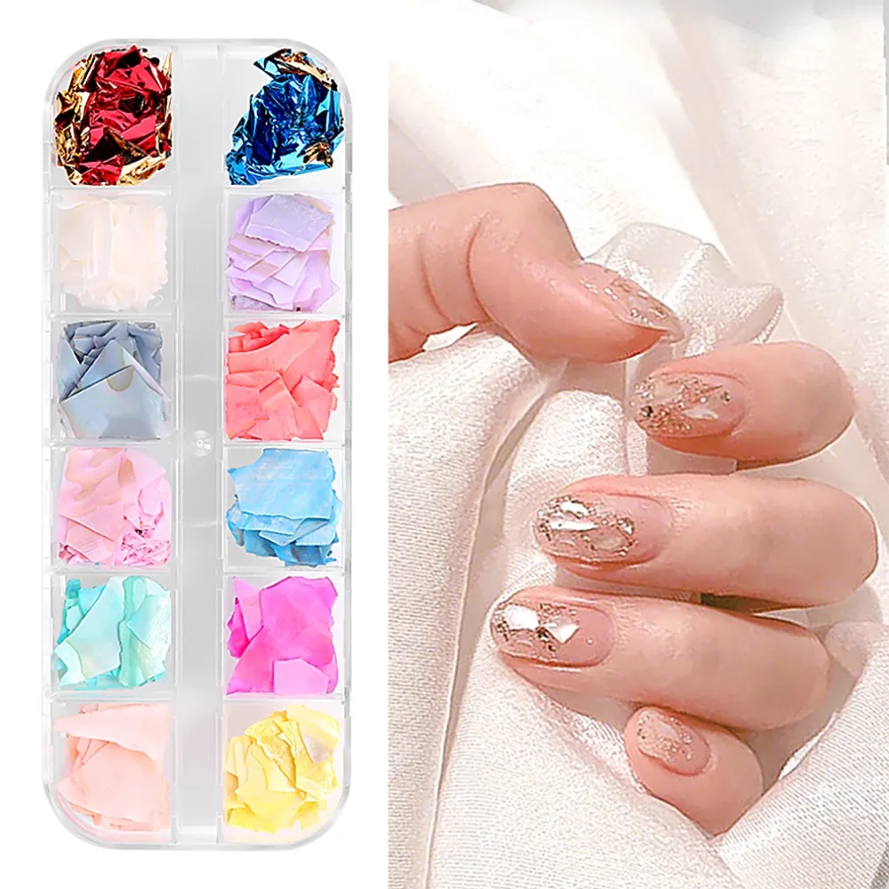 1 коробка 3D красочные крошка из ракушки нейл-арта украшения New Nails мерцание маникюрный набор тонкий дизайн ногтей блестящие сандалии с украшениями, инструменты