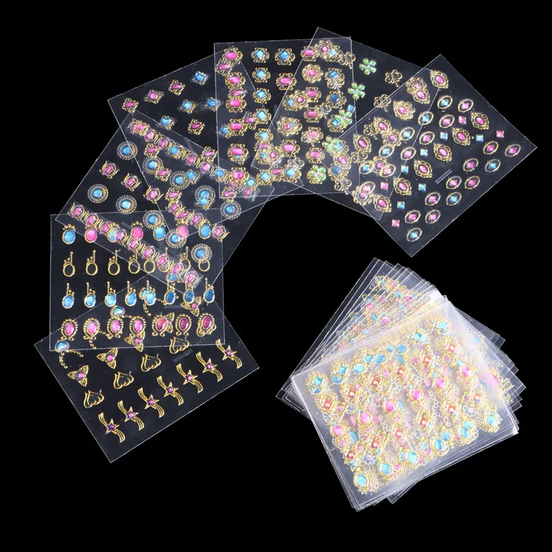 24 листа 3D дизайн ногтей наклейки Советы Наклейка драгоценность украшение для маникюра «сделай сам»