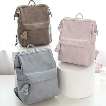 

Leather Mummy bag backpack multi-function large capacity fashion Mummy backpack casual diaper bag baby care bag outdoor storage