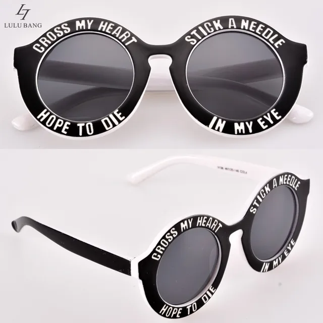 UV 400 Vintage Sunglass Women Round frame Sunglass English letters Cute