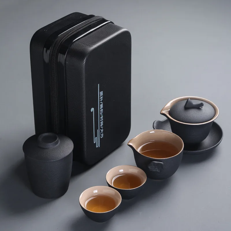 

Portable Tea Sets Chinese Kung Fu Teaset Porcelain Teaware Sets Chinese Traditions Gaiwan Set Tea Cup Purple Sand Tea Sets Gifts