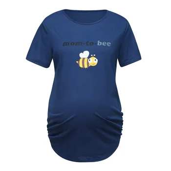 

New Fashion 2019 Summer For Women Pregnancy Short Sleeve Tee Tops Bee Letter Print Nusring Baby T-Shirt Maternity Clothes