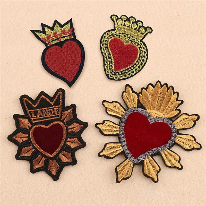 

Heart Embroidered Iron On Sew On Patches Badge Bag Fabric Applique DIY Craft
