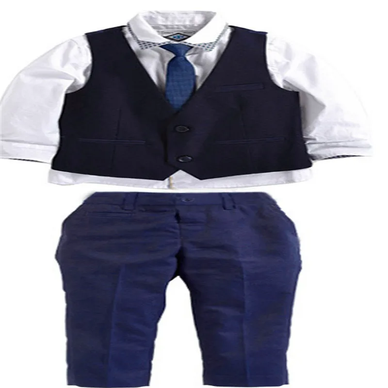 2018 Child Toddler Kids Boys Outfits Tops Waistcoat Tie Pants Formal