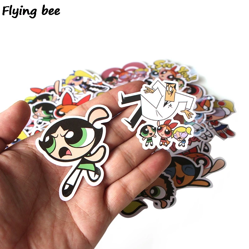 Flyingbee 36 шт. Powerpuff граффити наклейки для девочек для детей DIY багаж ноутбук скейтборд автомобиль водонепроницаемый стикер X0291