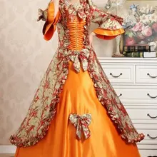 Новое осенне-зимнее платье в европейском стиле в викторианском стиле фиолетового/оранжевого/красного цветов, рождественское платье для Бала-маскарада