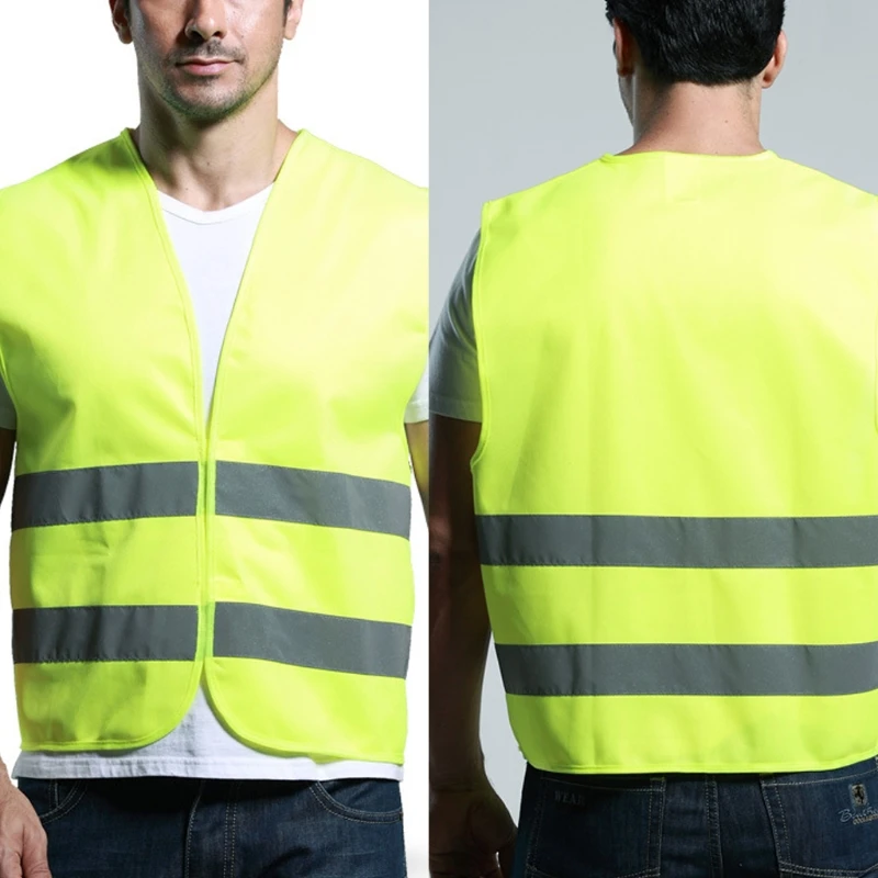 High Visibility Safety Vest Reflective Strip Zipper Jacket Construction Traffic