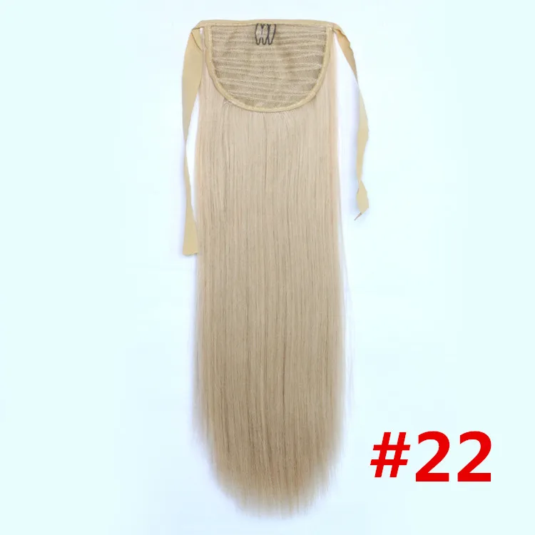 Feibin галстук на хвост химическое наращивание волос хвост шиньон длинные прямые синтетические волосы Для женщин волосы 24 дюйма B42 - Цвет: #613