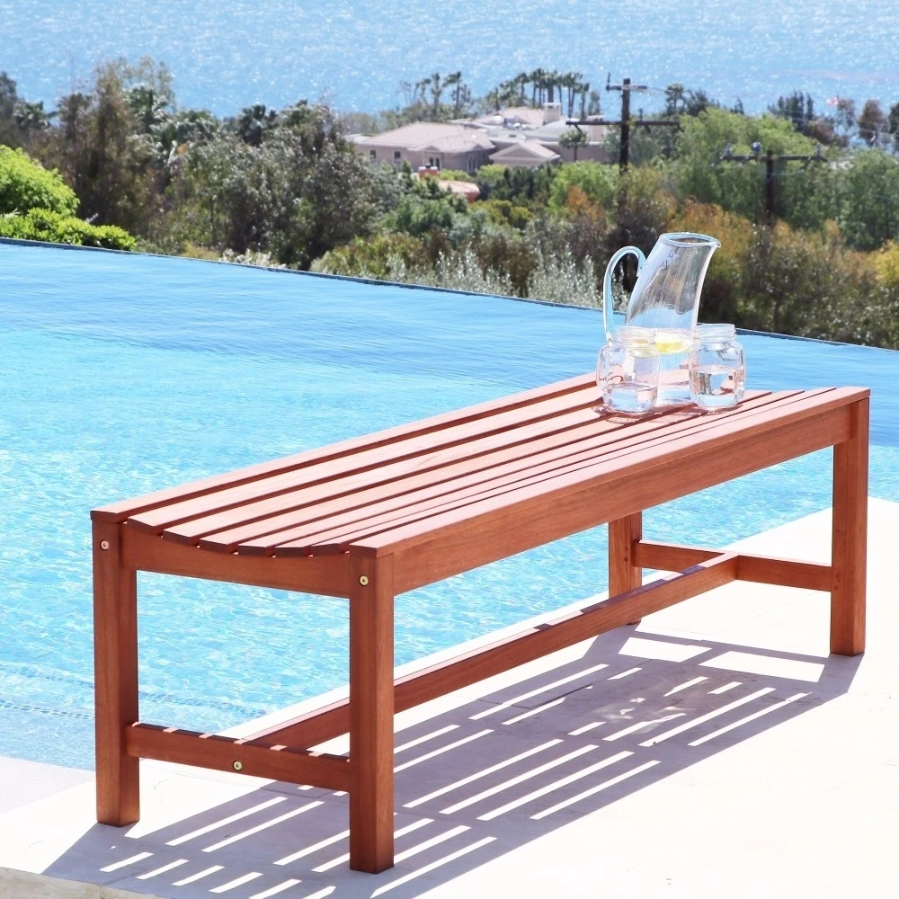 Malibu Eco-friendly 4-foot Backless Outdoor Hardwood Garden Bench V1640 (2)