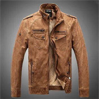 

Big Size Men Autumn And Winter Thicken Warm Leather Jackets Male Outwear Coat Brand Clothing Stand Collar Men'S Coat Wt1116