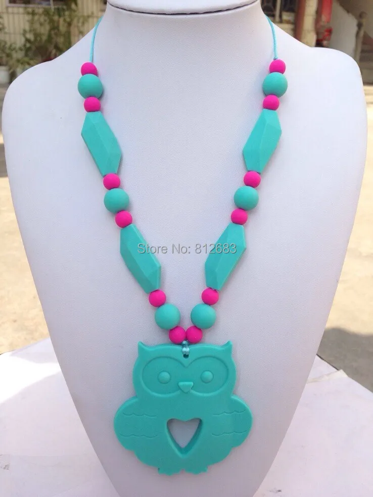 BPA Free Silicone Baby Chew Toy Necklace Wholesale Chewable owl