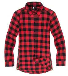 Европейский и американский стиль Расширенный обе стороны молния Для мужчин wo Для мужчин рубашки красный черный плотная рубашка унисекс S-XXL