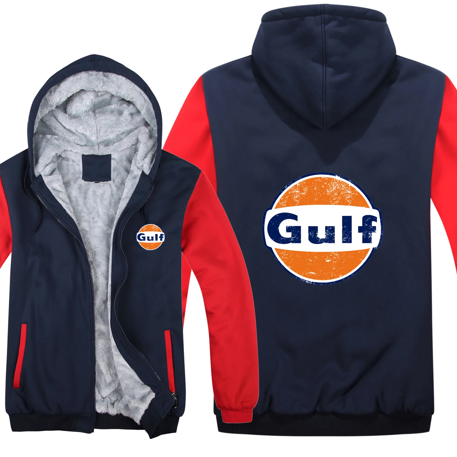 

Gulf Oil Hoodies Winter Men Fashion Wool Liner Jacket Gulf Oil Sweatshirts Men Coat