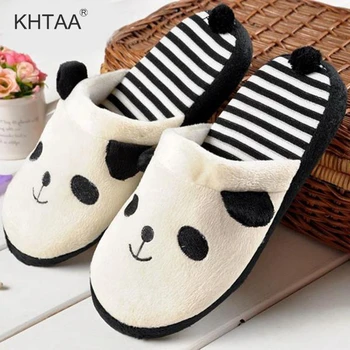 

Plus Size Women Lovely Indoor Warm Slippers Autumn Panda Cute Casual Home Shoes Ladies 2018 Winter Soft Footwear For Girls