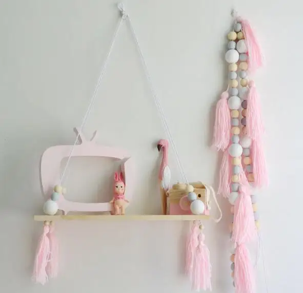 1 قطعة غرفة نوم جدار رفوف DIY الأصلي خرزات خشبية رف جدار رفوف التخزين منظمة سوينغ رفوف المنزل ديكور أماه 003