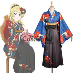 LoveLive! Любовь жить Илай Аясэ цветок кимоно юката платье равномерное наряд аниме Костюмы для косплея