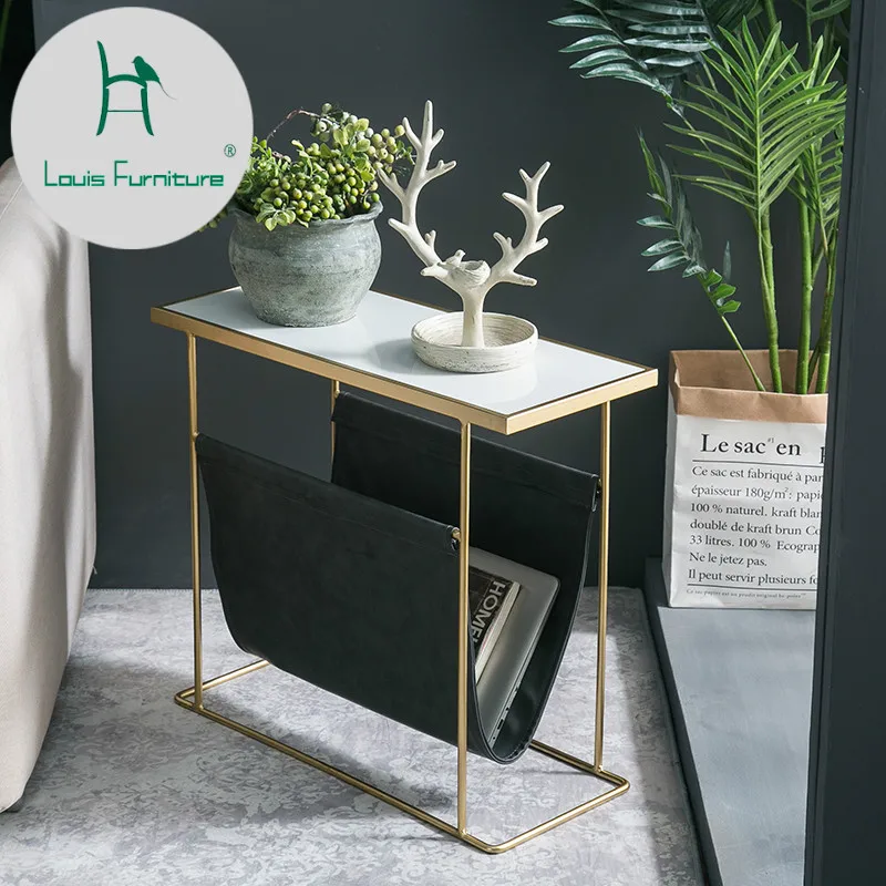 

Louis Fashion Coffee Table North European Sofa Square Simple Modern Creative Corner Marble Mini