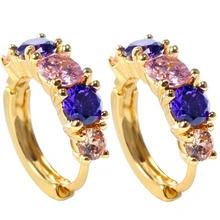 Anenjery Изысканный Золотой/Серебряный цвет разноцветный AAA Циркон Кристалл Свадебные серьги гвоздики для женщин подарок T-E48