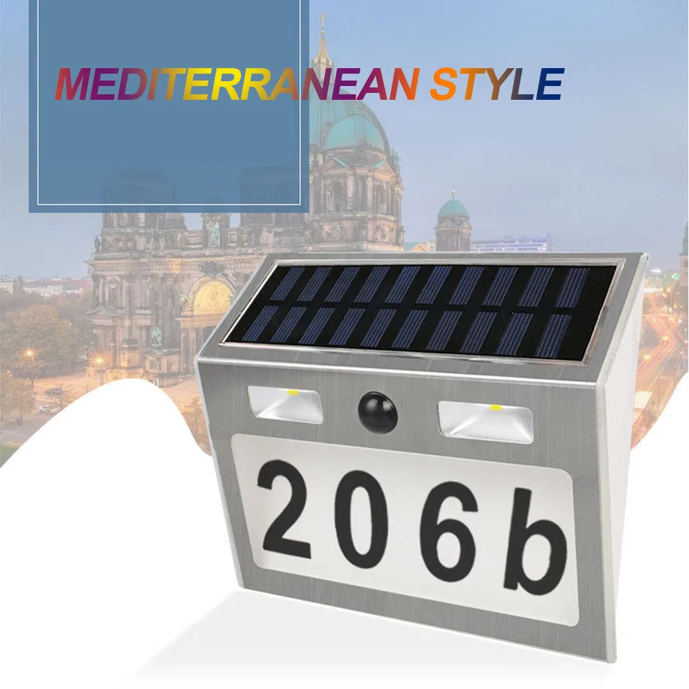 

Motion Sensor Sign Courtyard Solar Light Wall Door House Number Stainless Steel Outdoor Led Wireless Illuminated Waterproof